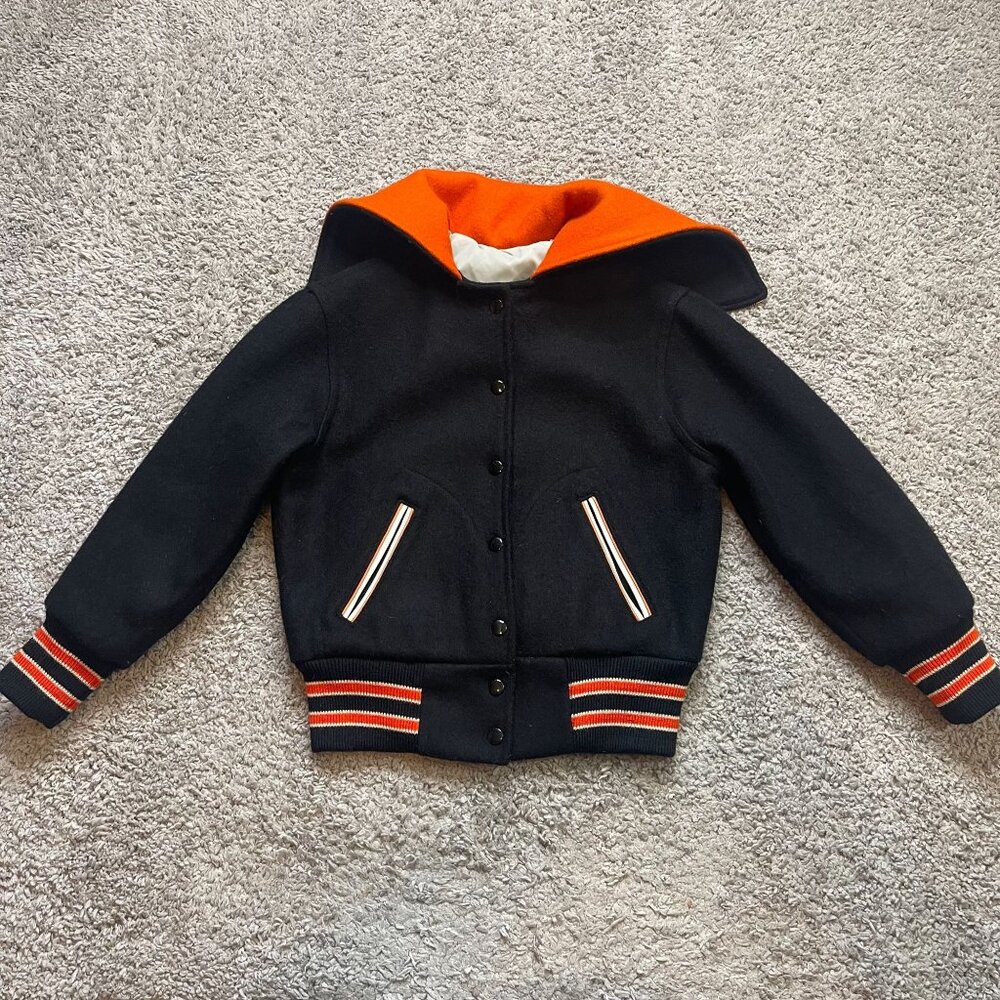 Vintage 80s Lasley Knitting Co Wool Lettermans Varsity Jacket Size 32 (XS)